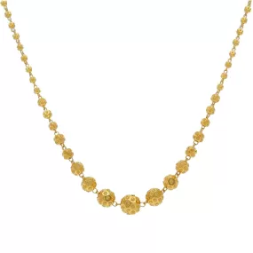 22K Yellow Gold Fancy Chain W/ Ascending Gold Shambala Beads, 13.9 grams