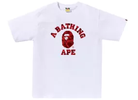 A Bathing Ape Color Camo College Tee in White/Red xld