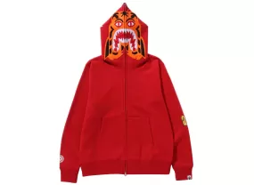 A Bathing Ape Tiger Full Zip Hoodie in Red xld