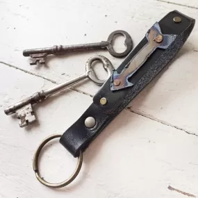 aim // rustic metal arrow and leather key ring / key fob