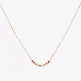 Amalfi Ruby and Diamond and Pink Opal Rounds Chain Necklace