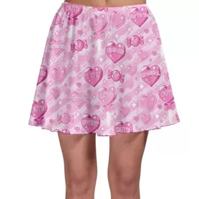 Candy Love Hearts (Pink Cutie) Skater Skirt [Made-To-Order]