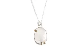 Faceted Moonstone Silver   Gold Necklace