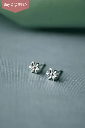 Flower Blossom Mini Sterling Silver Stud Earrings