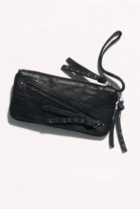 Free People Distressed Leather Wallet in Black, Stone White and Pink