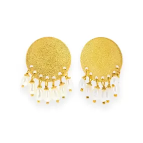 Handmade Gold Plated Silver Stud Earrings With Freshwater Pearls