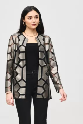 Joseph Ribkoff Laser-Cut Leatherette on Mesh Jacket - Style 241905