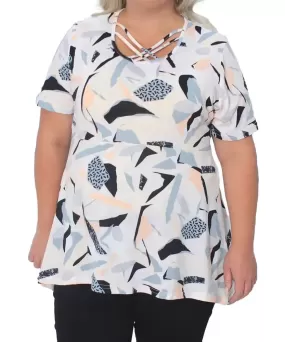 Ladies Printed Criss Cross Neckline Tunic