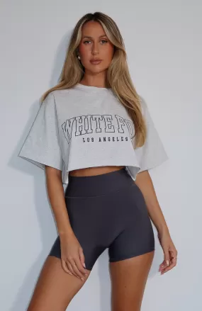 Let's Get Started Oversized Cropped Tee Grey Marle