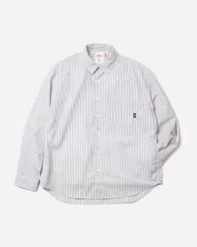 L/S Work Shirt - White / Navy Blue Stripe