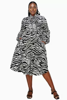 Monáe Zebra Print Pocket Flare Dress