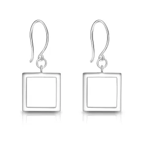 Open Square Sterling Silver Dangle Earrings