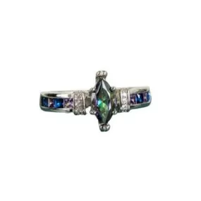 Party Jewelry Fire Mystic Topaz Ring - 925 Sterling Silver