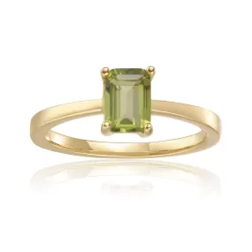 Peridot Emerald Cut Solitaire Ring