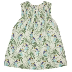 Pigeon Organics Blue Toucans Sleeveless Smock Dress