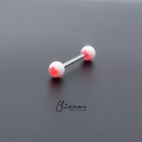 Pink Flower Acrylic Ball with Surgical Steel Tongue Bar