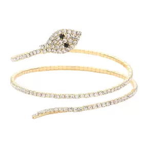 Rhinestone Pave Snake Coil Bracelet