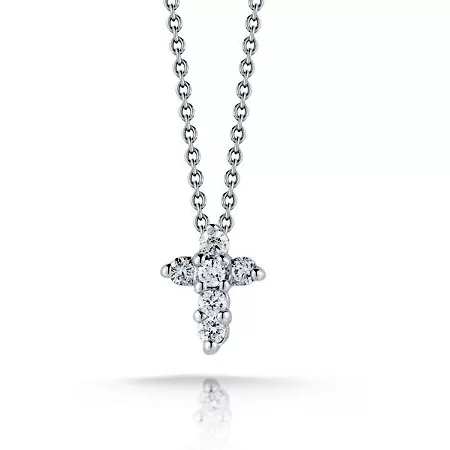 Roberto Coin TINY TREASURES DIAMOND Large BABY CROSS NECKLACE Pendant