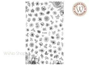 Sketch Flower Adhesive Nail Art Sticker - 1 pc (F440)