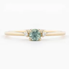 Sofia Ring 4mm 0.30ct Blue Green Round Montana Sapphire, 14K Yellow Gold