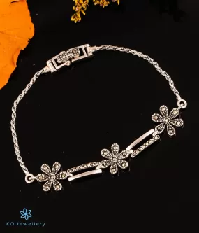 The Glitzy Flower Silver Marcasite Bracelet