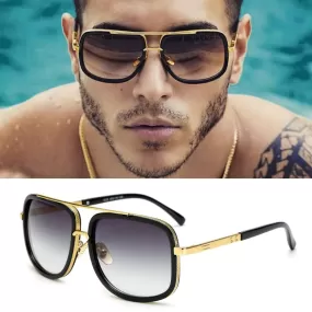 Wide Frame Retro Square Sunglasses