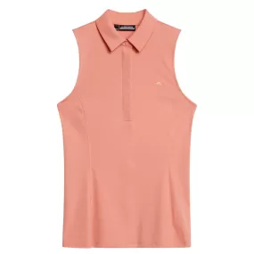 Womens Dena Sleeveless TX Jersey Polo Burnt Coral Pink - SS24