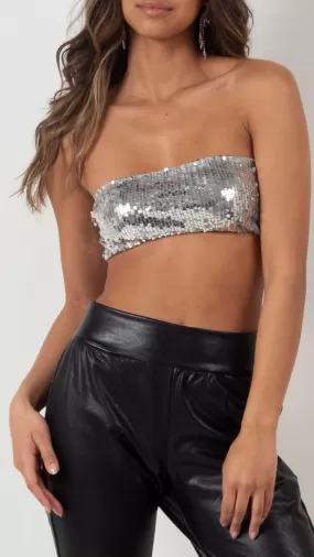 Zaza Sequin Tube Top - Silver